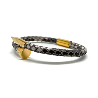 The Gold Plated Nail PYT Leather Bracelet