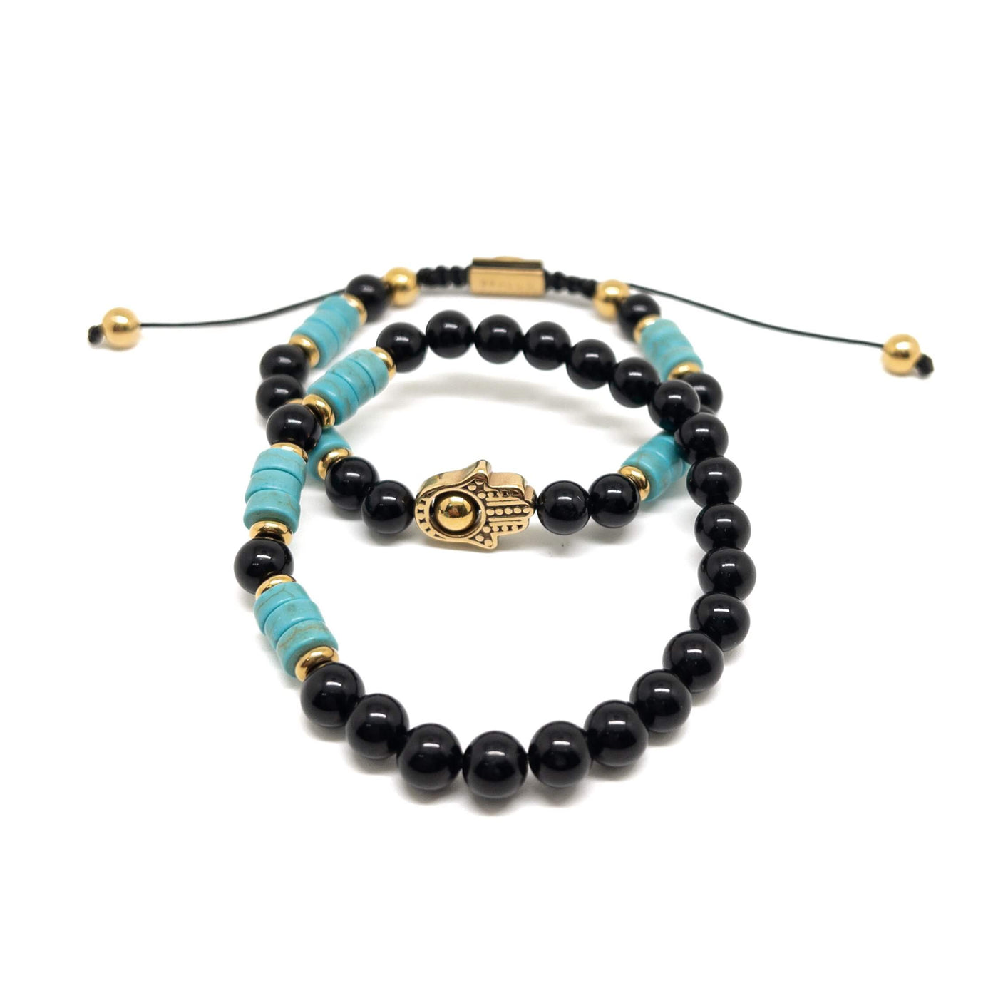 The Turquoise Heishi and obsidian Stack