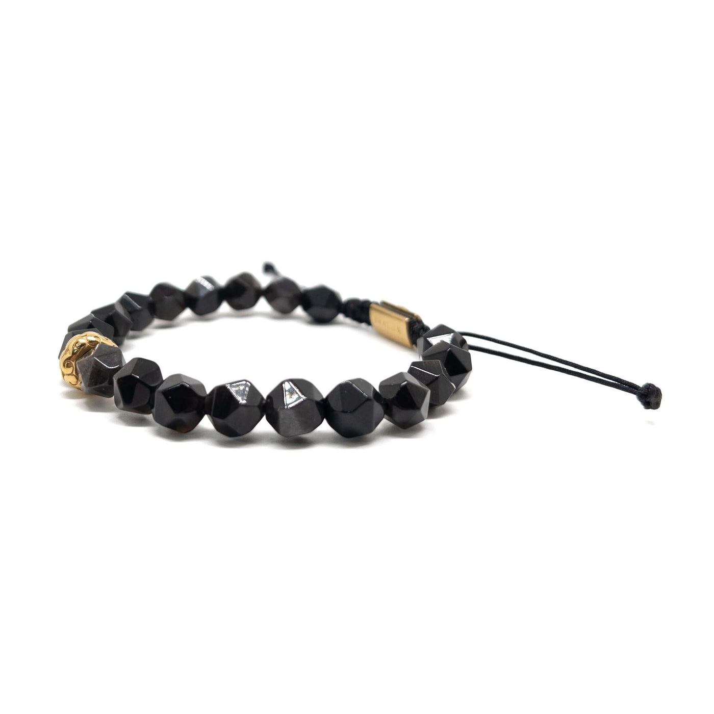 The Black agate and Silver Obsidian Bracelet