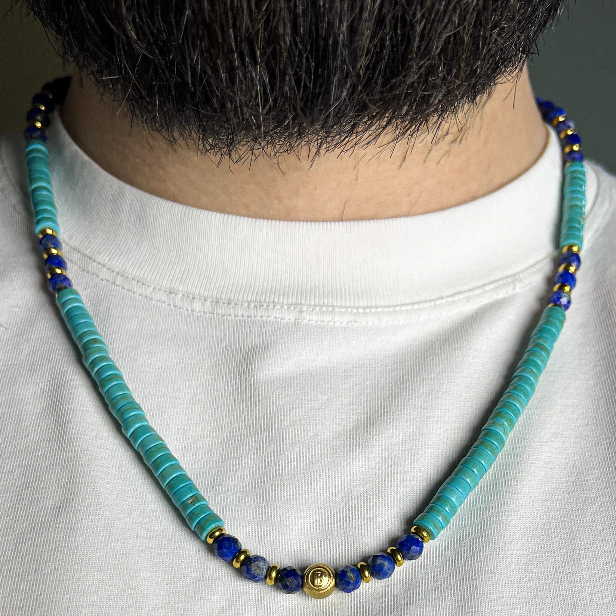 Lapis Lazuli and Turquoise Heishi Necklace Secondary image