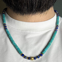 Brown Tiger eye and Lapis Lazuli Signed Set