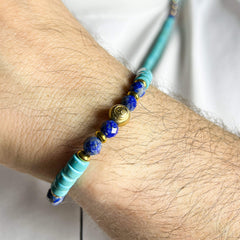 Brown Tiger eye and Lapis Lazuli Signed Set