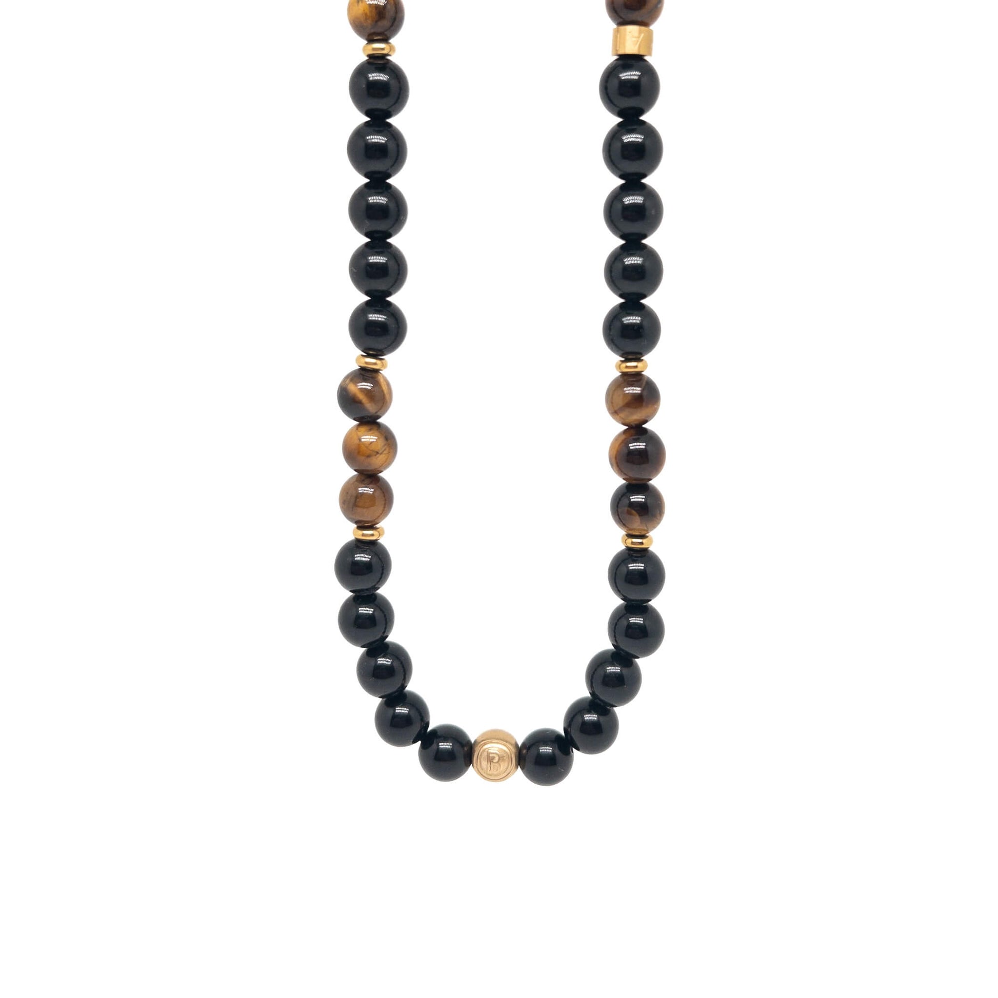 Tiger Eye and Obsidian Signature Necklace