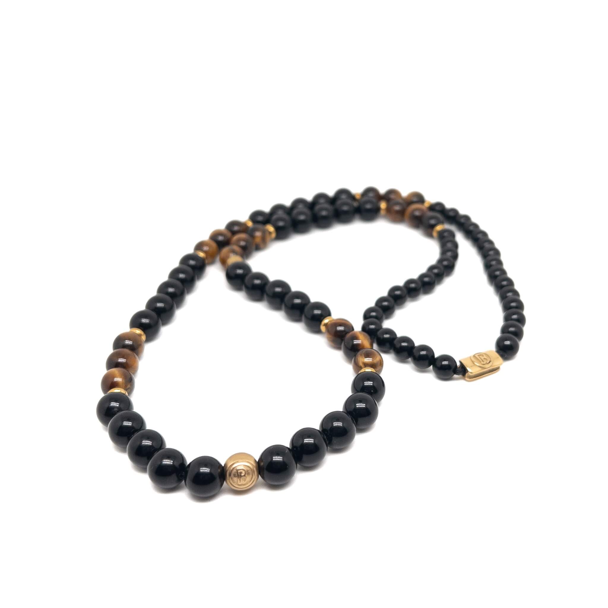 Tiger Eye and Obsidian Signature Necklace