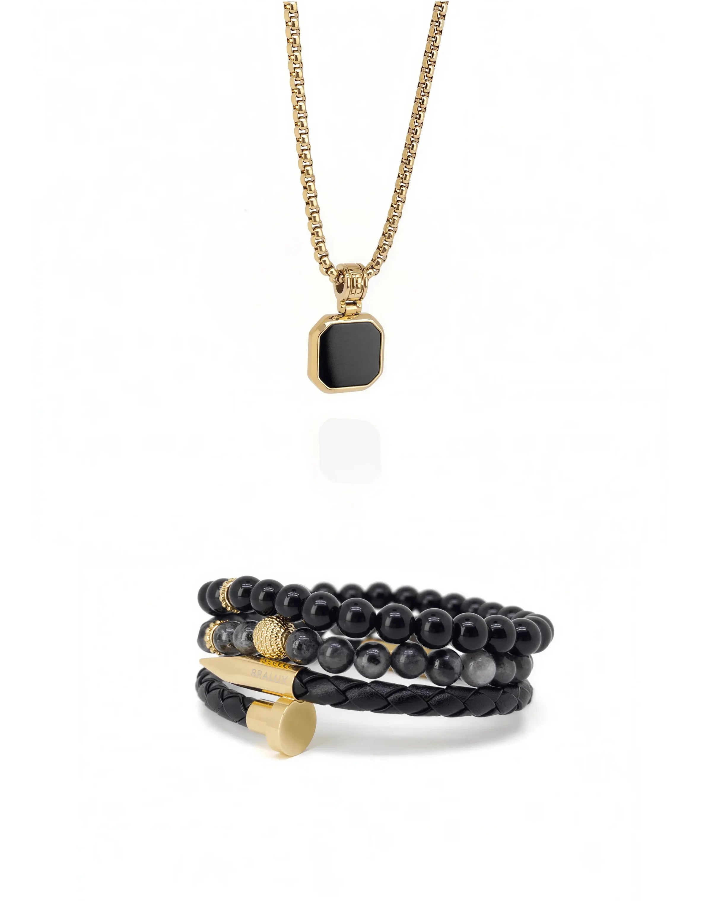 Ensemble de clous carrés en obsidienne – Or