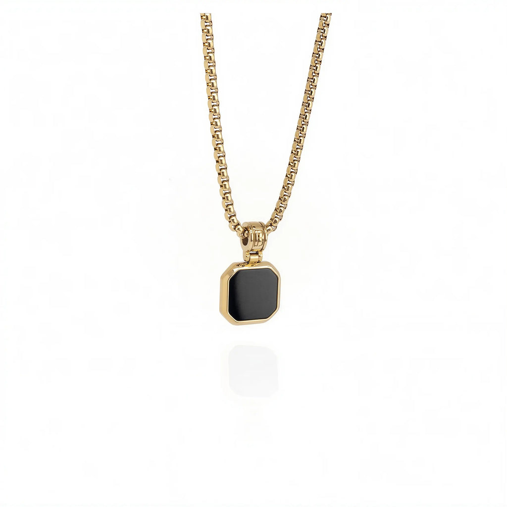 Collier carré en onyx - Or