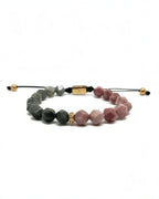 Bracelet en jaspe rhodonite – Or