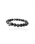 Silver Obsidian Skull Bracelet