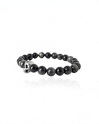 Silver Obsidian Skull Bracelet