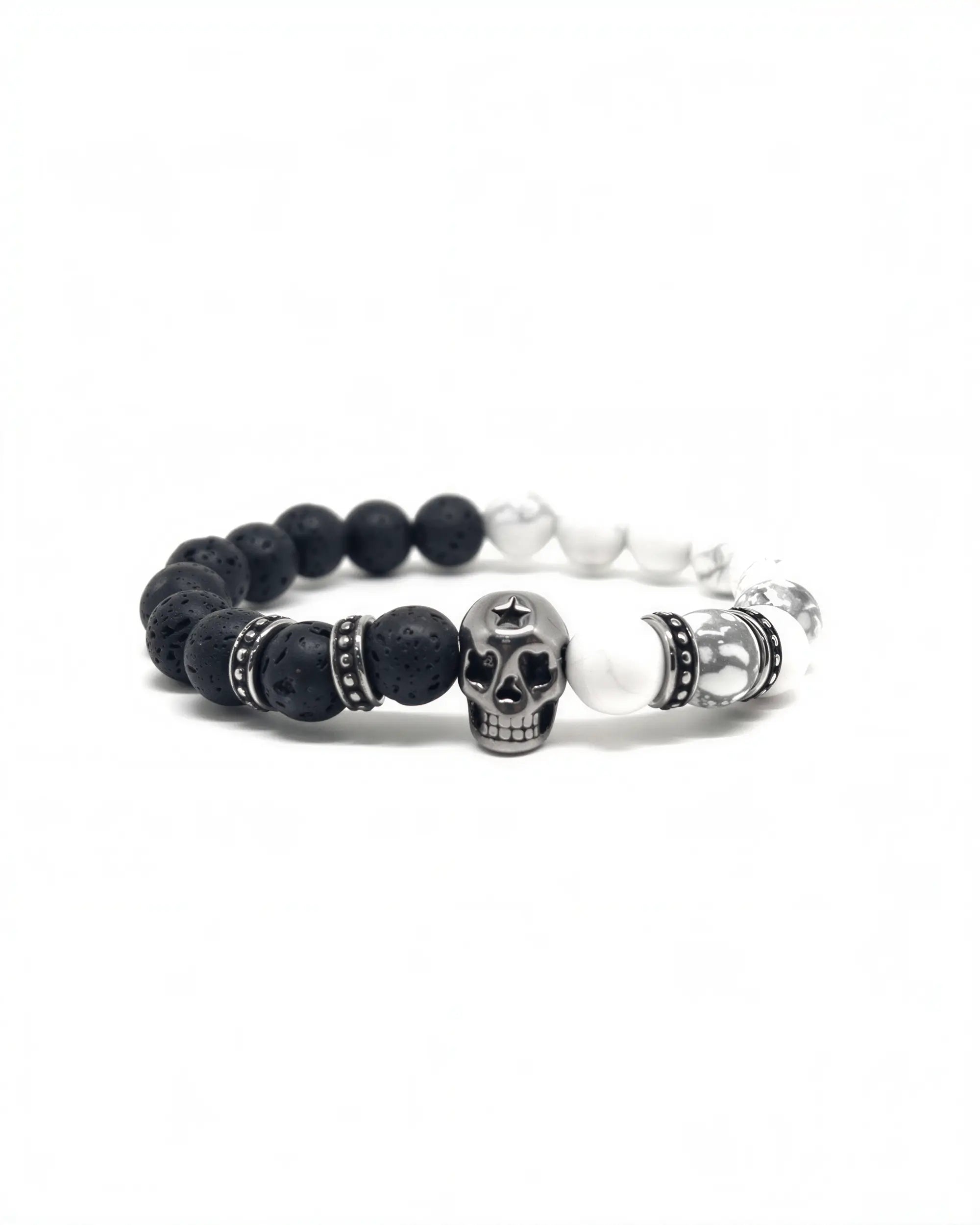 The Volcanic and Howlite Star Skull Bracelet