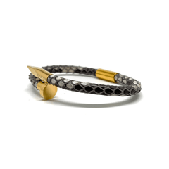 The Gold Plated Nail PYT Leather Bracelet