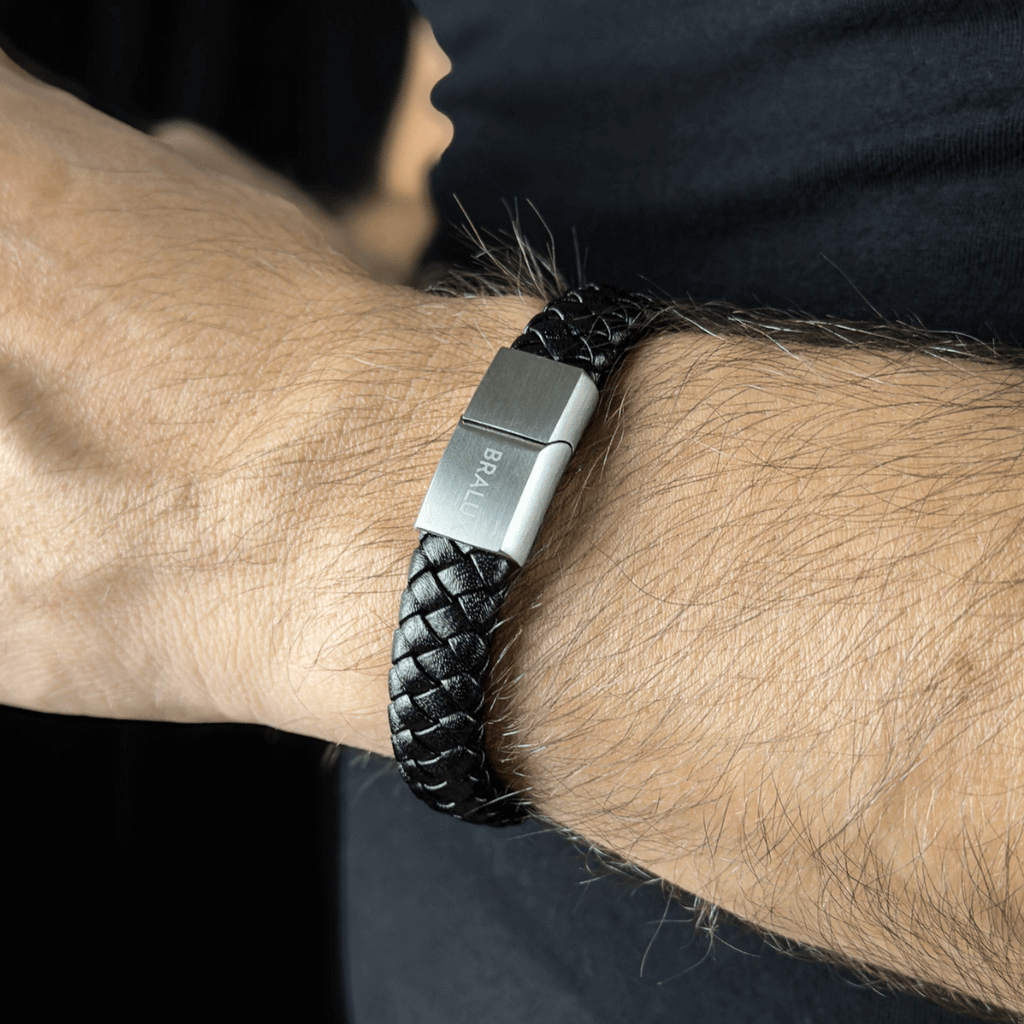 Black Bold Leather - Silver