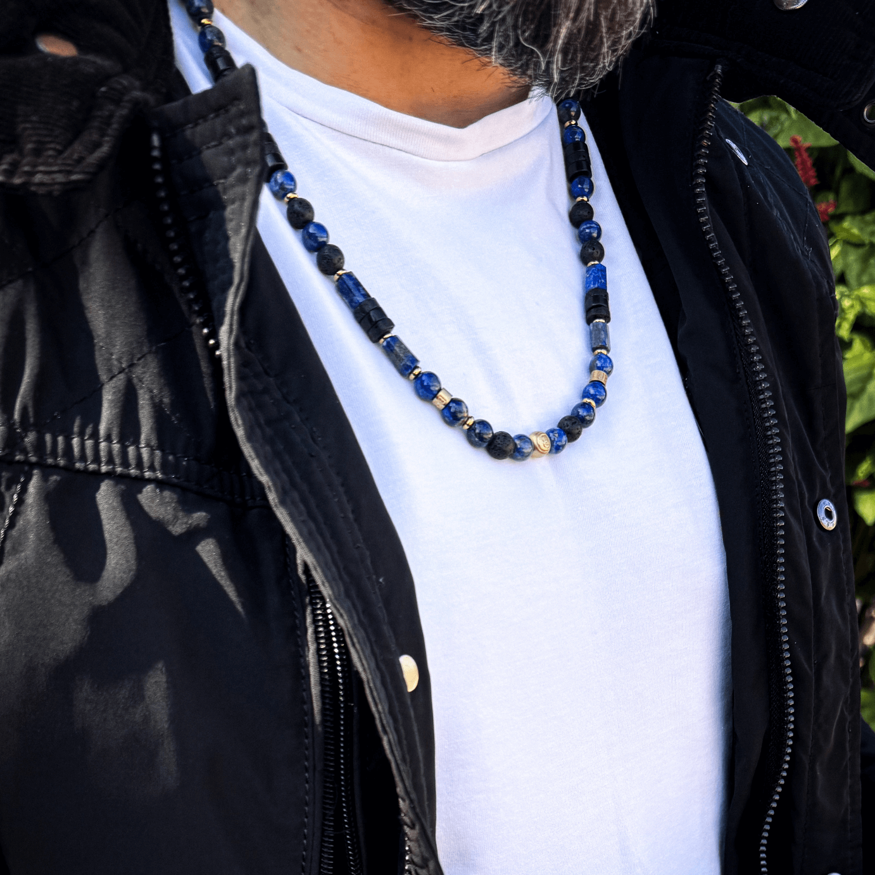 Lapis Lazuli Volcanic Necklace - gold