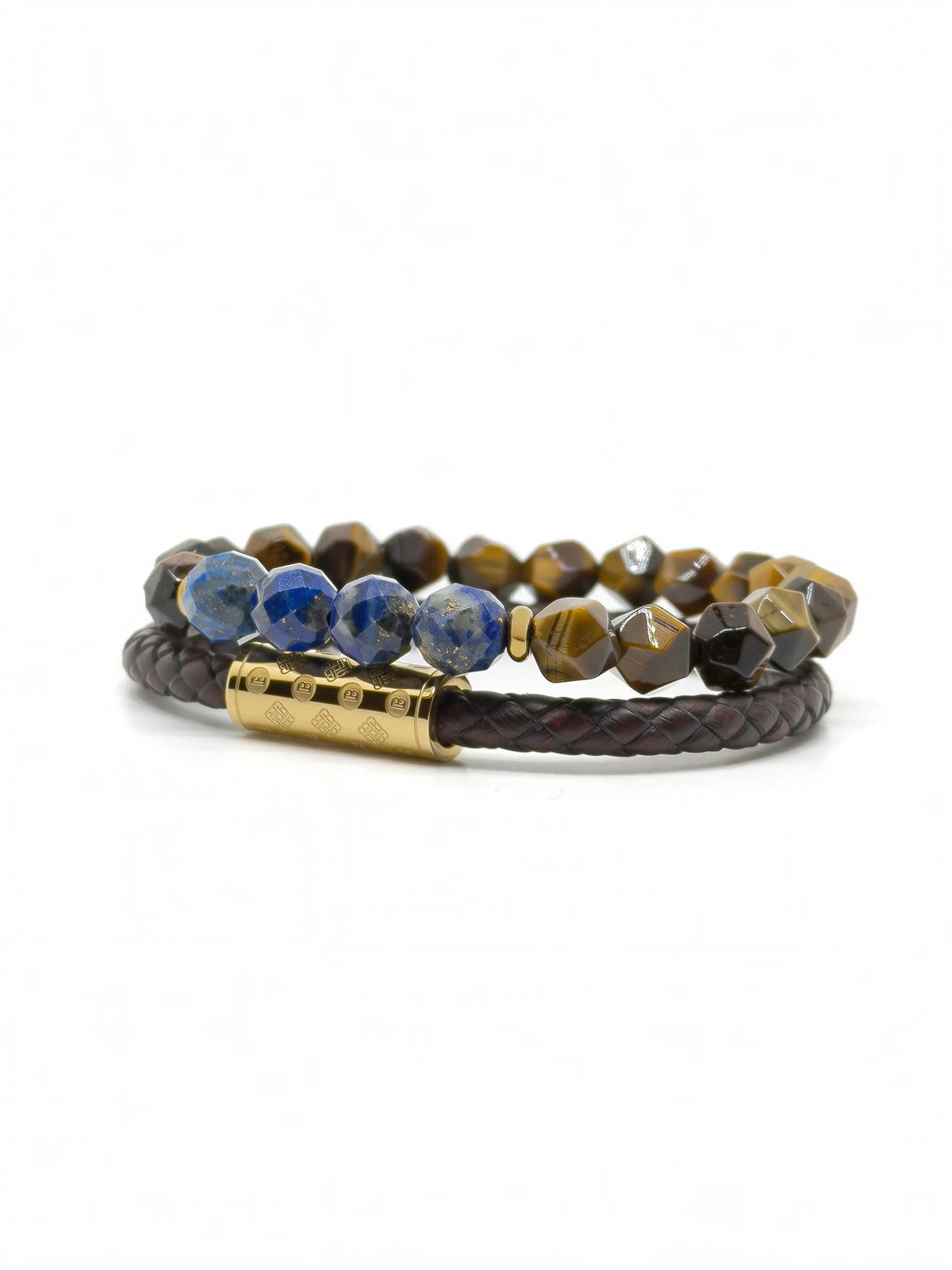 Dark Brown Monogram  and Tiger Eye Lapis Stack