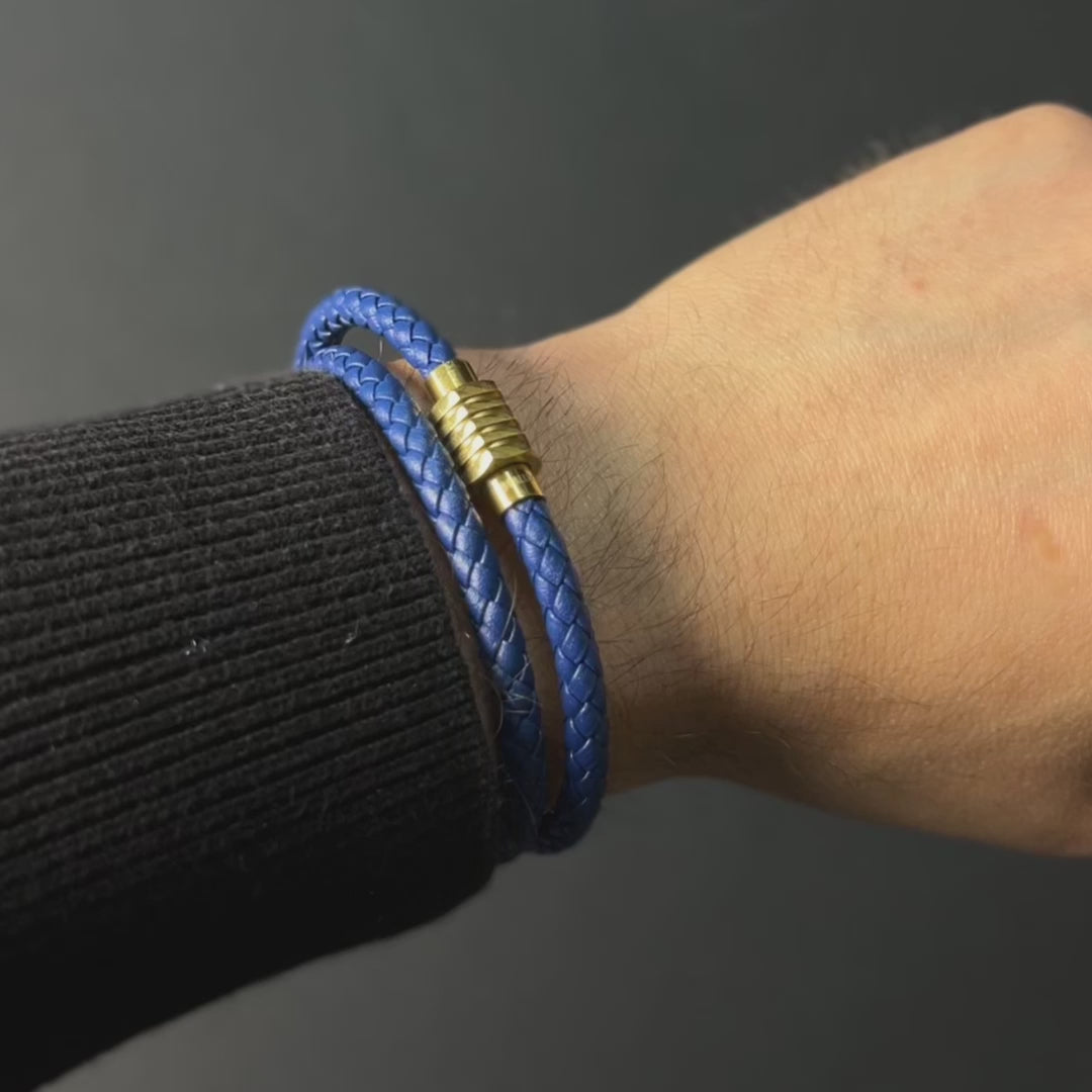 Dark Blue Duo Leather – Gold