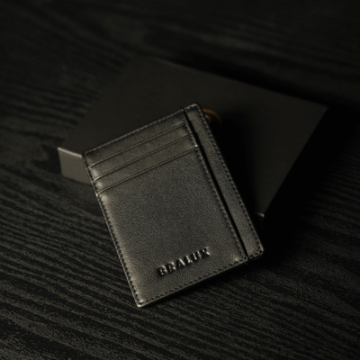 The Black Genuine Leather Card Holder Wallet