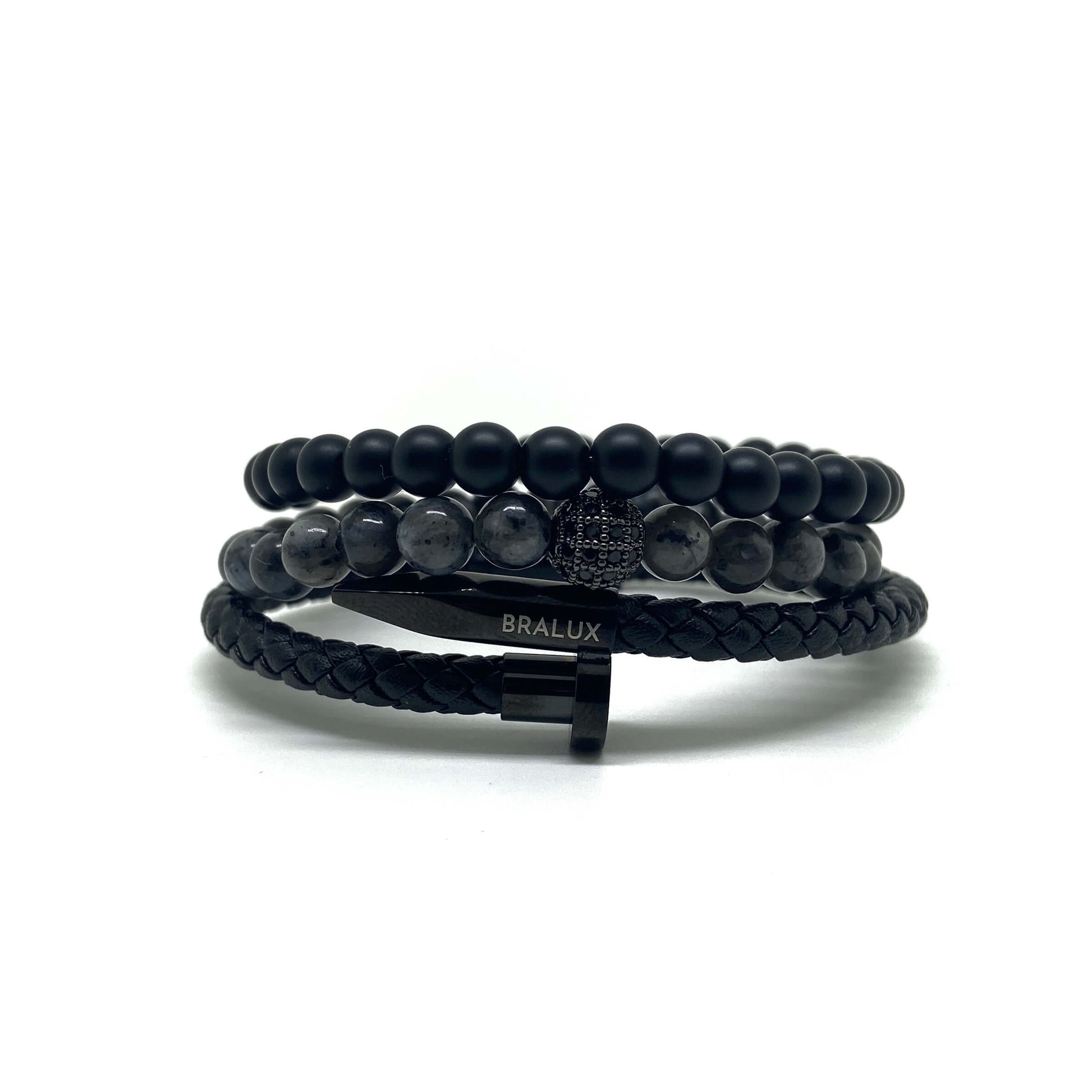 The Full Black Nail Leather Bracelet, Bralux
