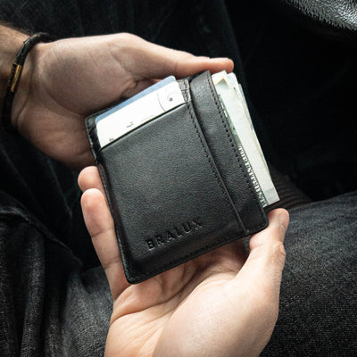 The Black Genuine Leather Card Holder Wallet