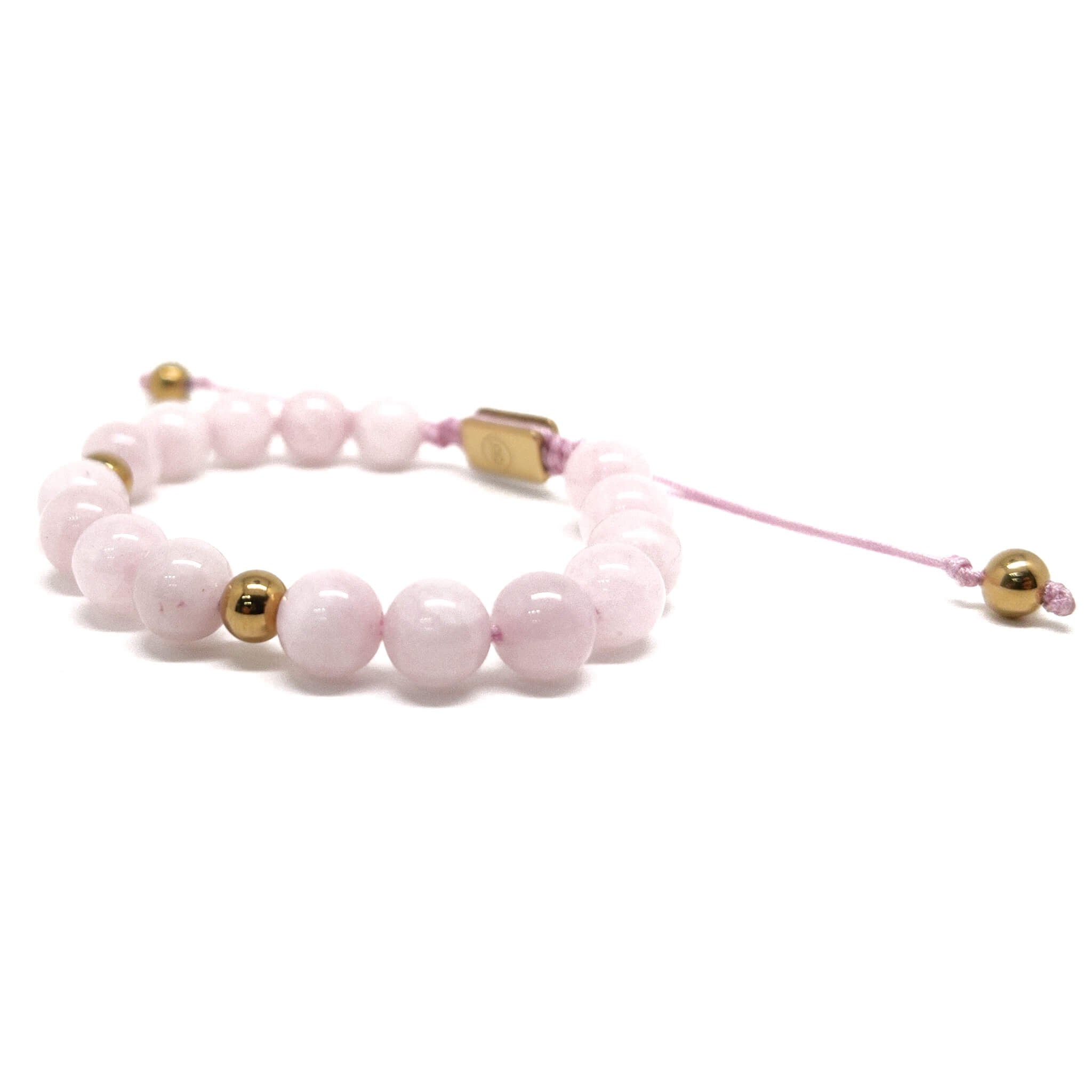 Full Pink Rose Quartz Bracelet – Gold