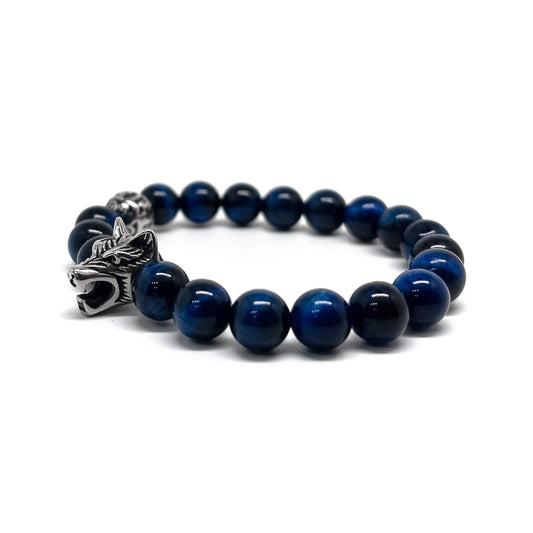 The Blue Tiger Eye Vintage Wolf Bracelet