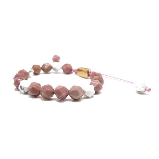 The Faceted Rhodonite and Howlite Bracelet
