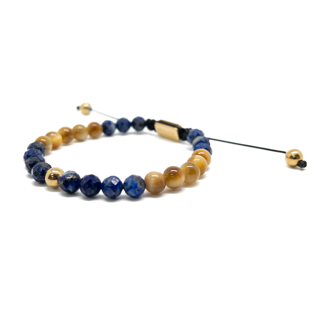 Lapis Lazuli Tiger Eye Bracelet – Gold