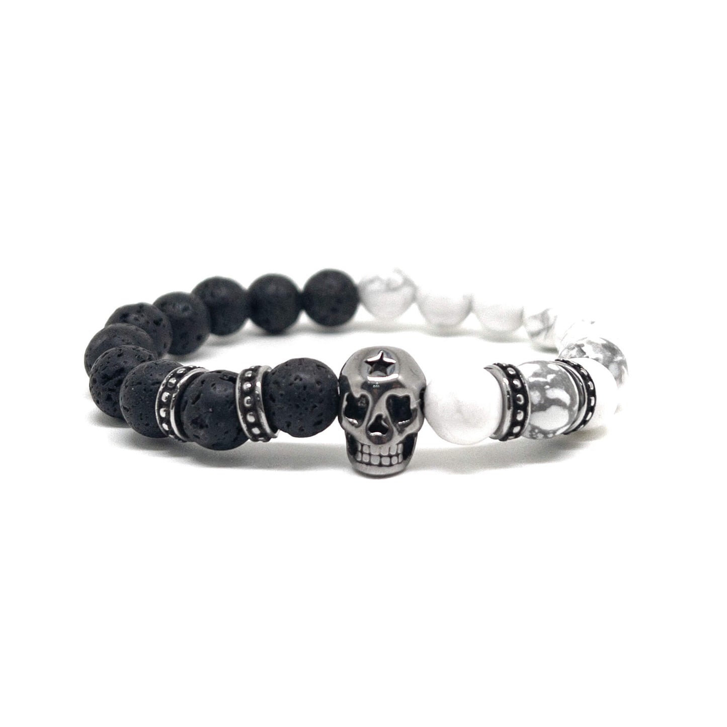 The Volcanic and Howlite Star Skull Bracelet