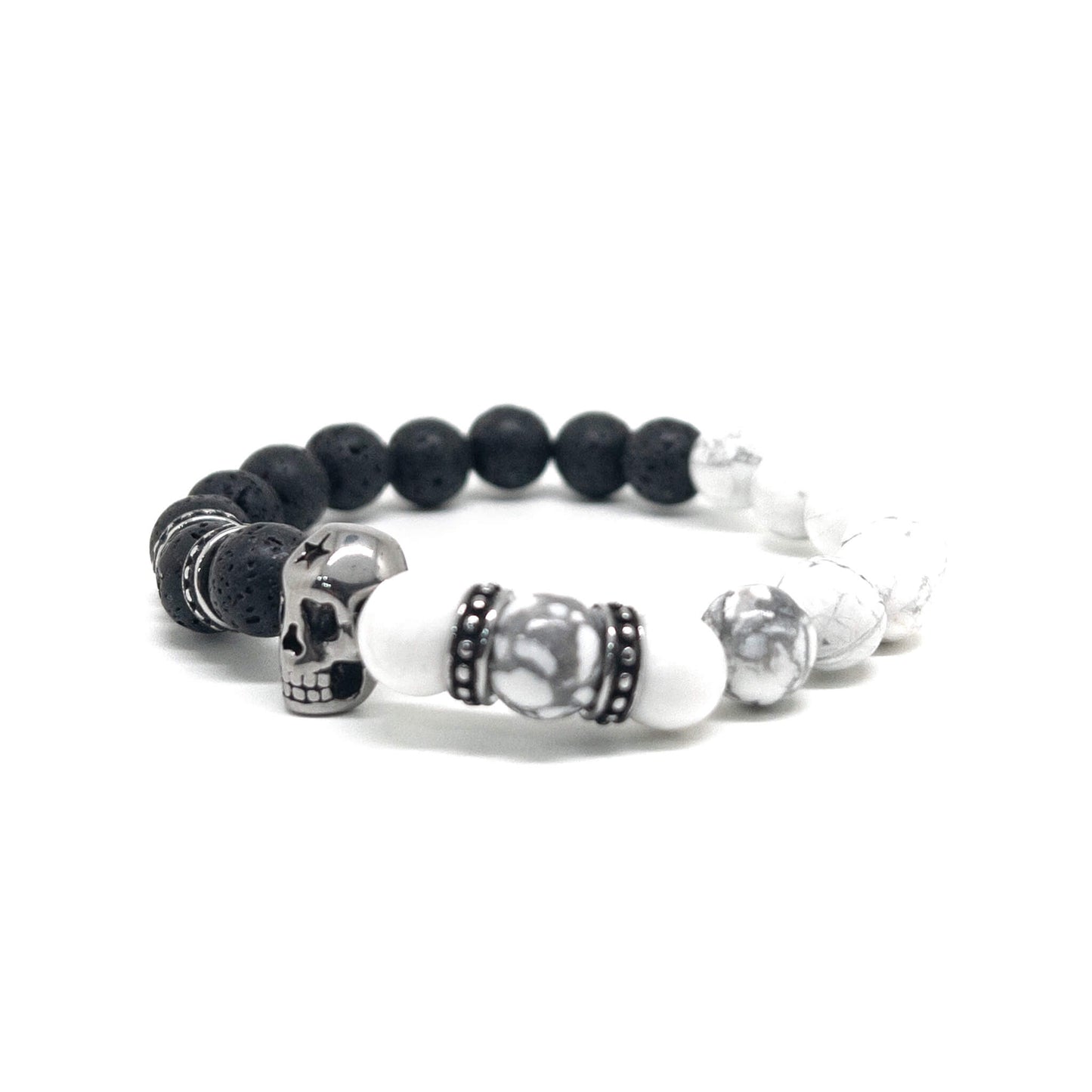 The Volcanic and Howlite Star Skull Bracelet