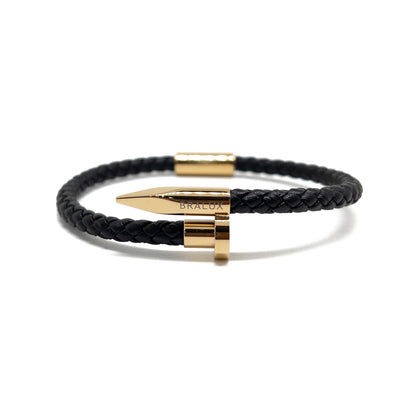 The Gold Plated Nail Leather Bracelet