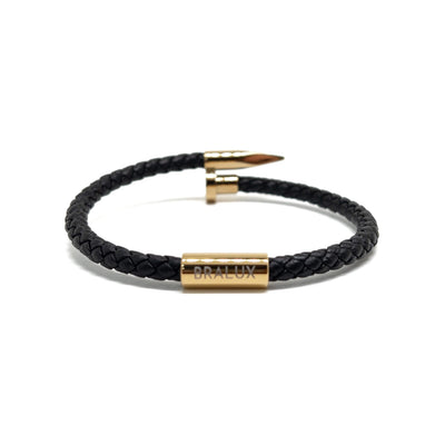 The Gold Plated Nail Leather Bracelet
