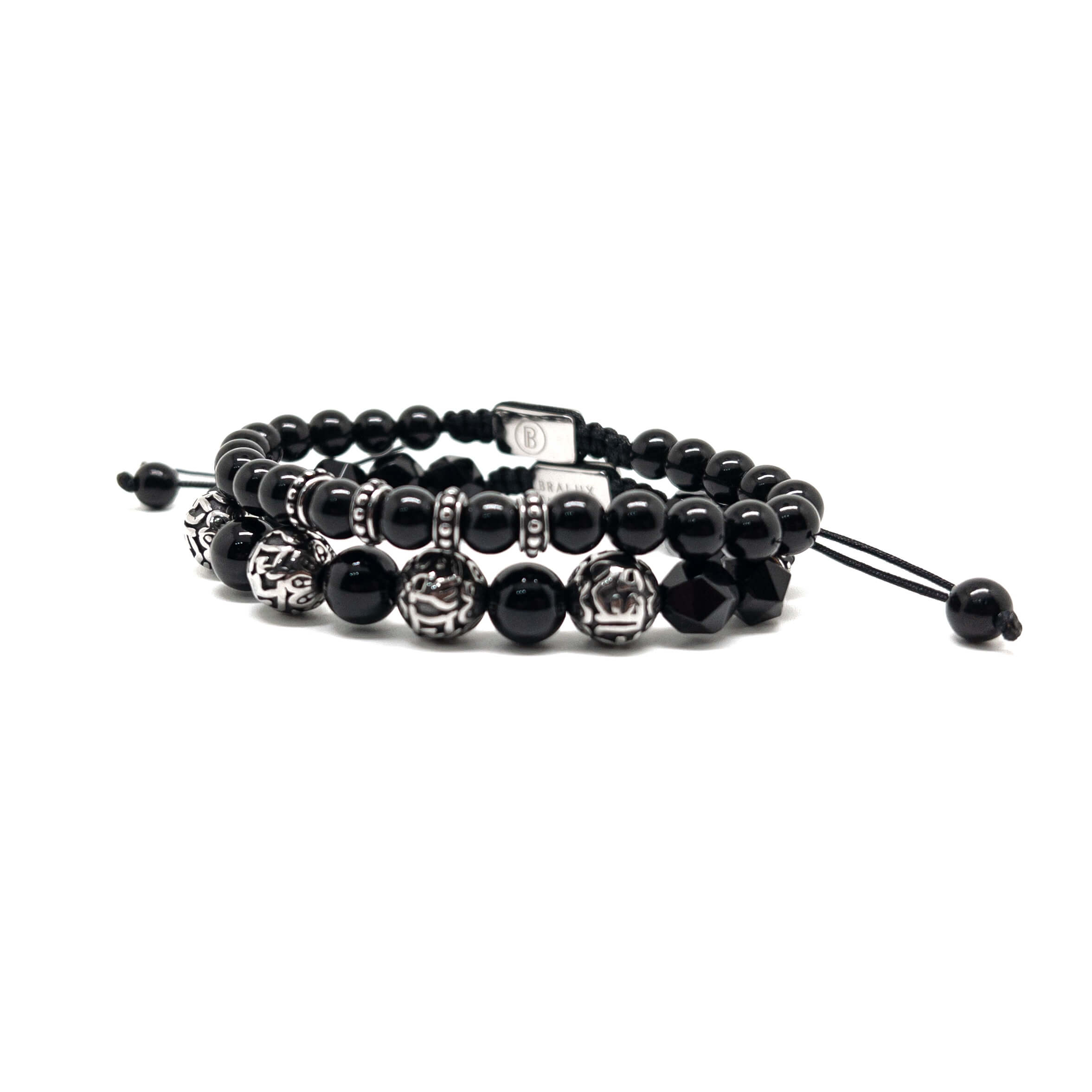 Obsidian Cylinder Stack – Silver