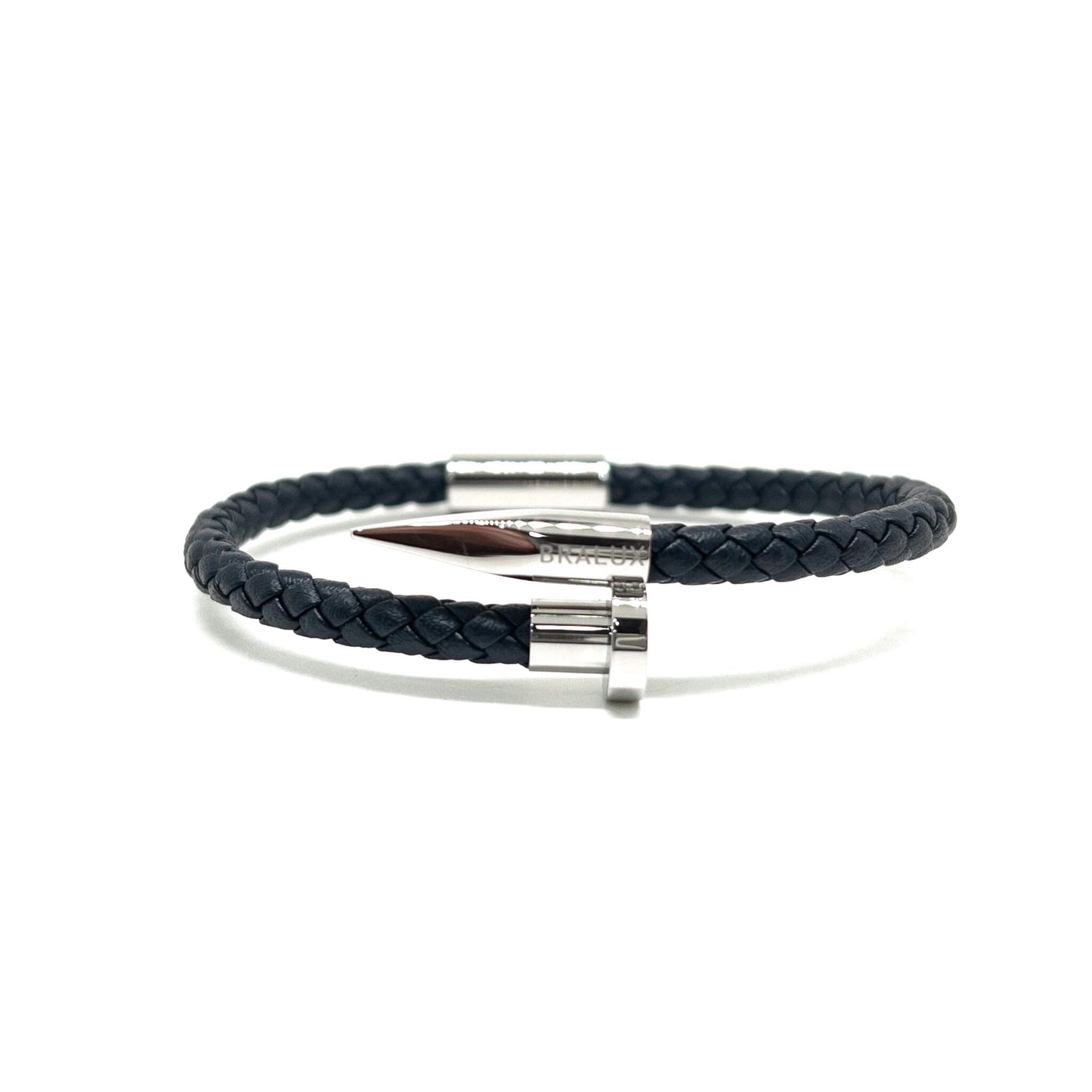 The Navy Nail Leather Bracelet