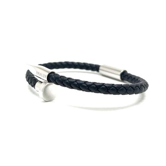 The Navy Nail Leather Bracelet