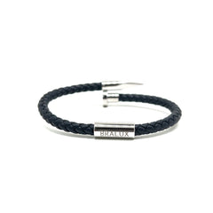 The Navy Nail Leather Bracelet