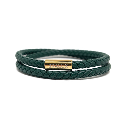 The Duo Green Gold Plated Leather Bracelet