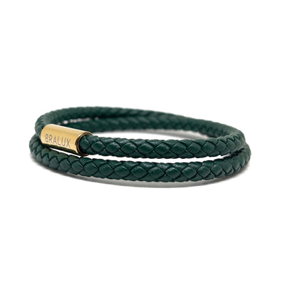 The Duo Green Gold Plated Leather Bracelet