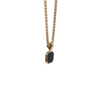 The Gold Plated Onyx Stone Square Necklace