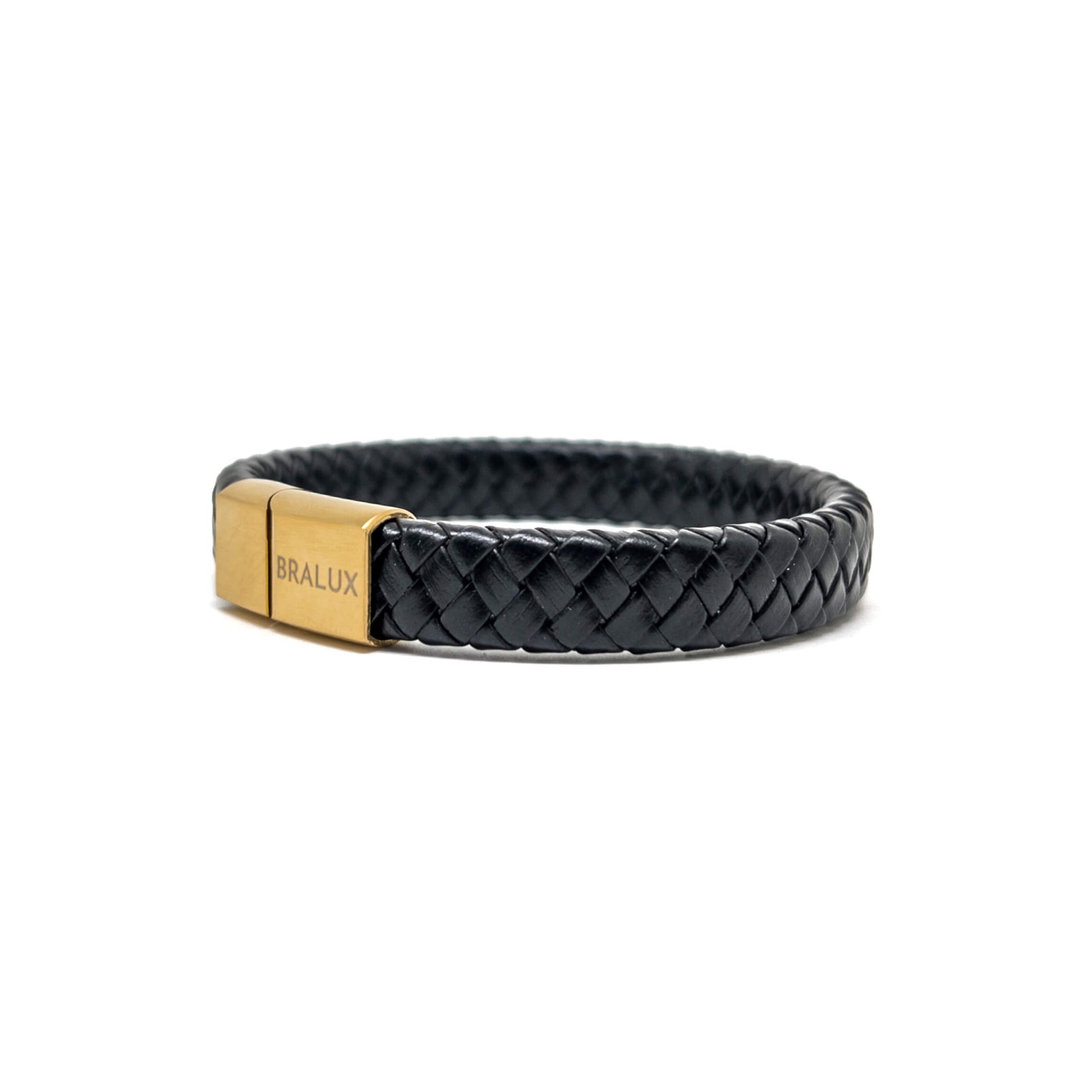 The Black and Gold Plated Leather Bracelet