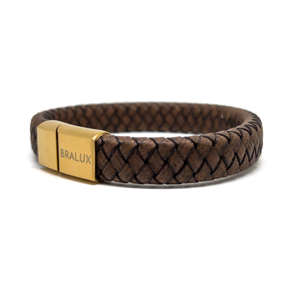 The Brown And Gold Plated Leather bracelet