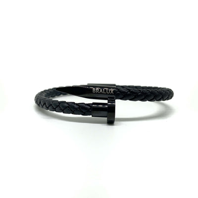 The Full Black Nail Leather Bracelet