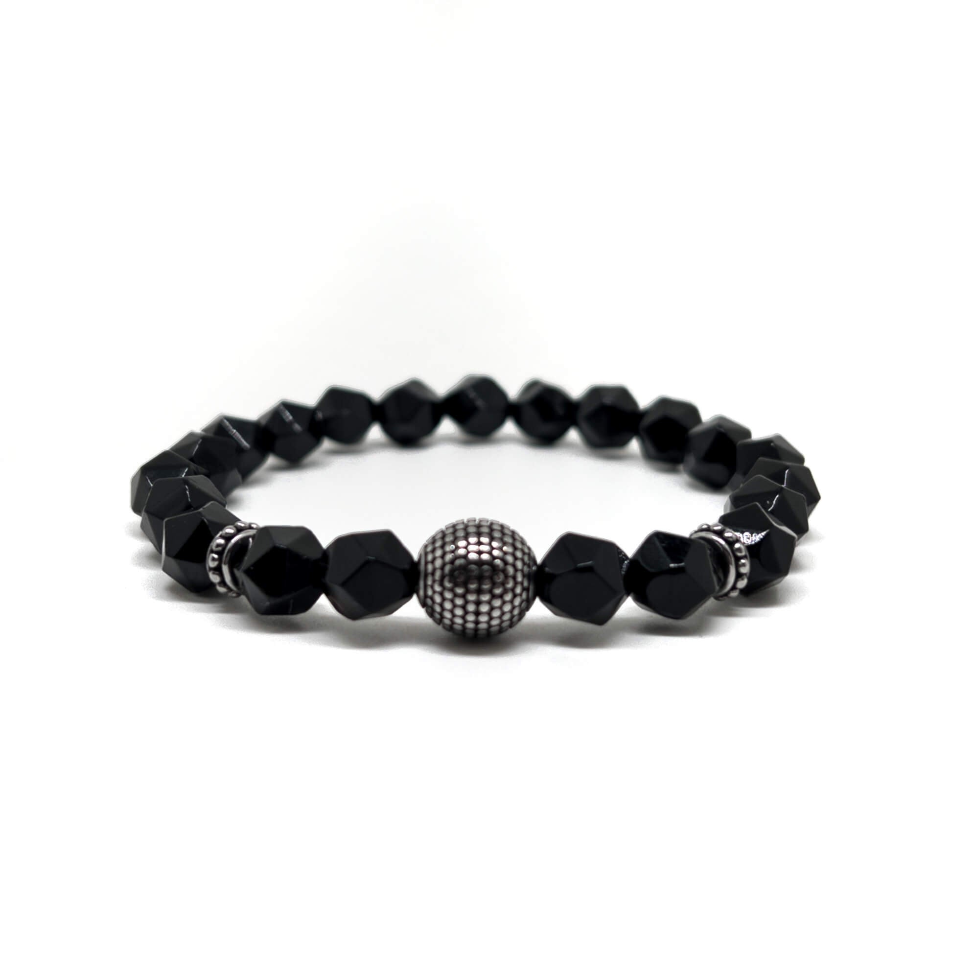 Black Agate Cylinder Bracelet – Silver Main image