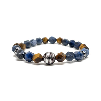 The Faceted Blue Sodalite and Tiger Eye Bracelet