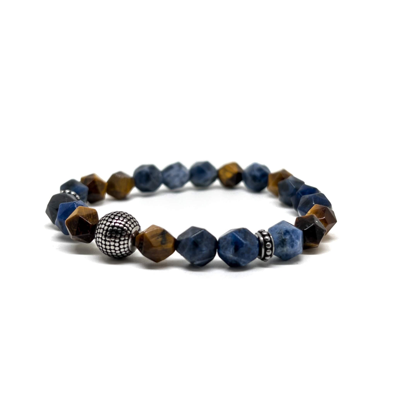 The Faceted Blue Sodalite and Tiger Eye Bracelet