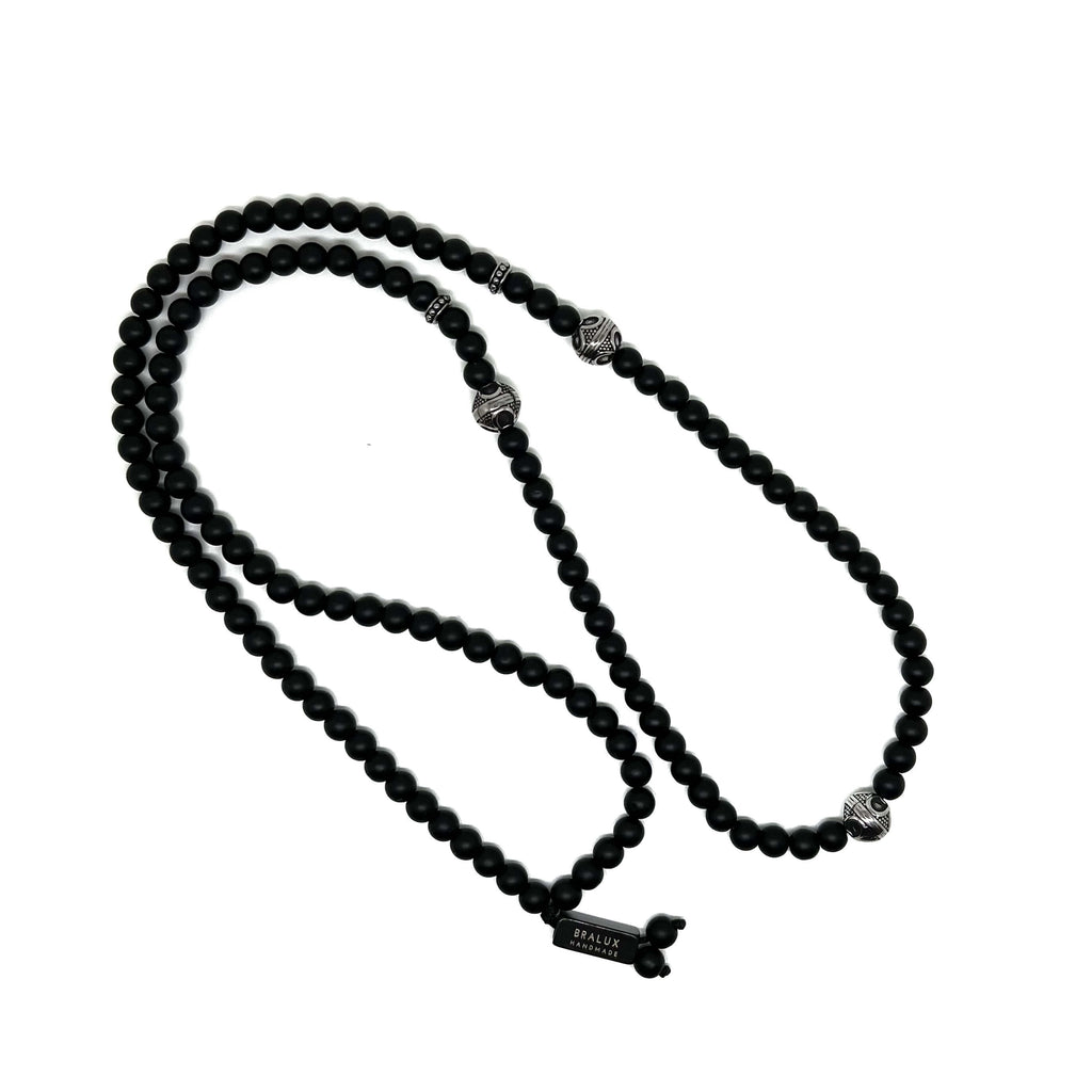 Black Cylinder Necklace – Silver