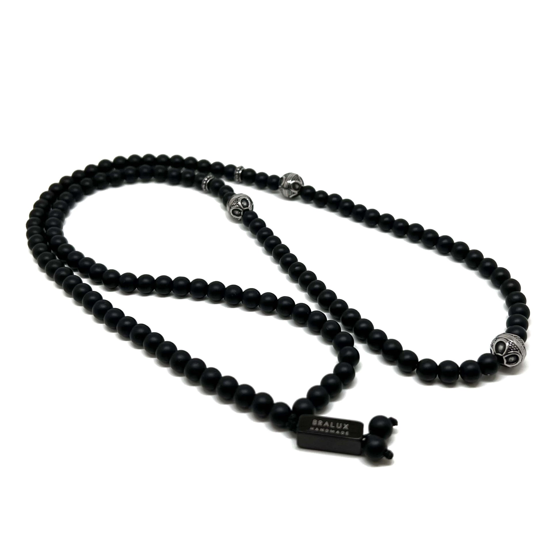 Black Cylinder Necklace – Silver