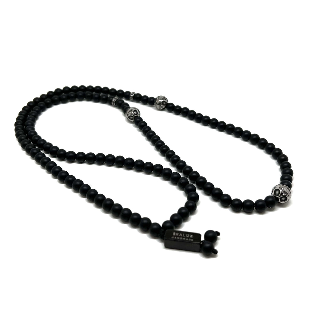 Black Cylinder Necklace – Silver