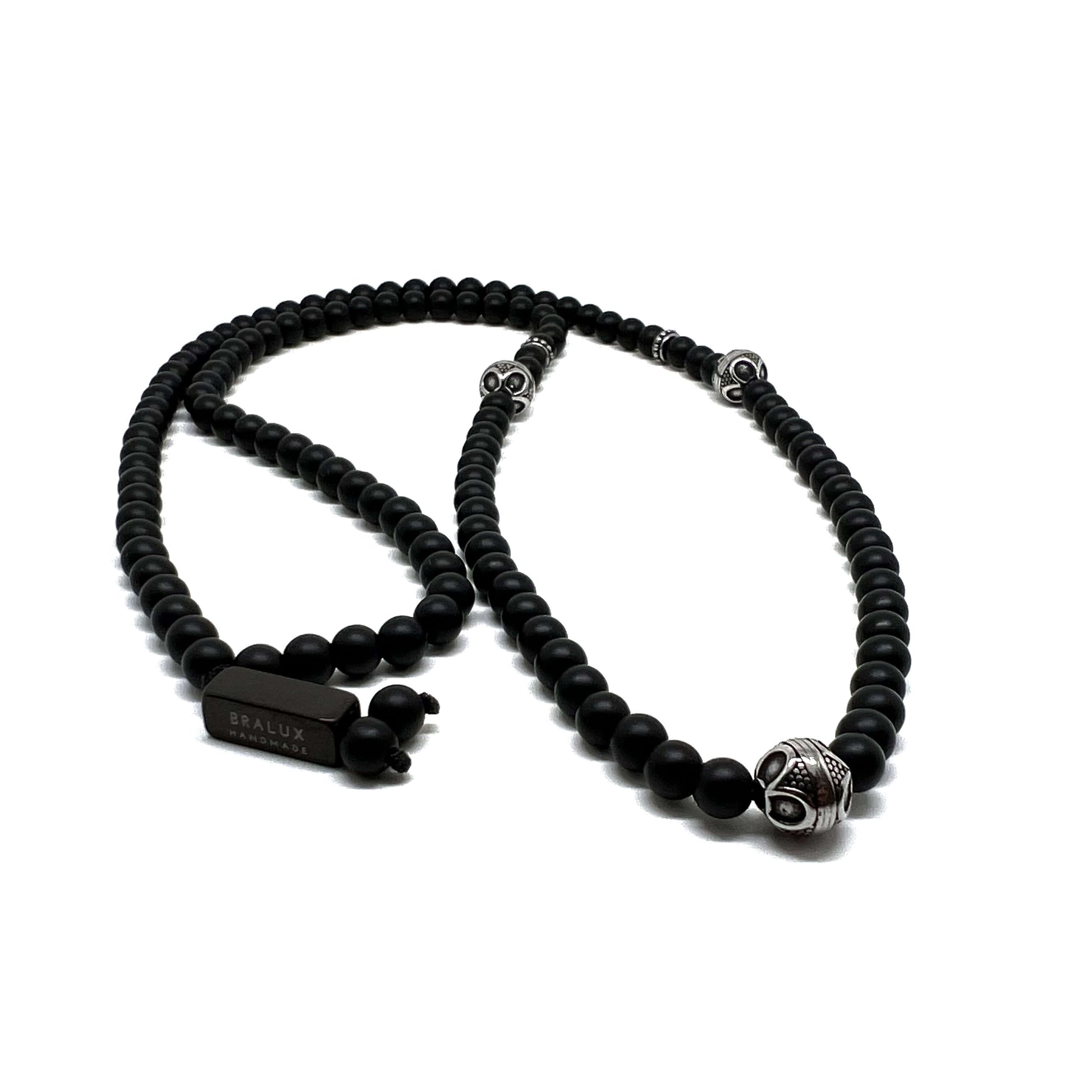 Black Cylinder Necklace – Silver