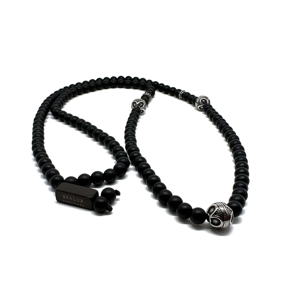 Black Cylinder Necklace – Silver