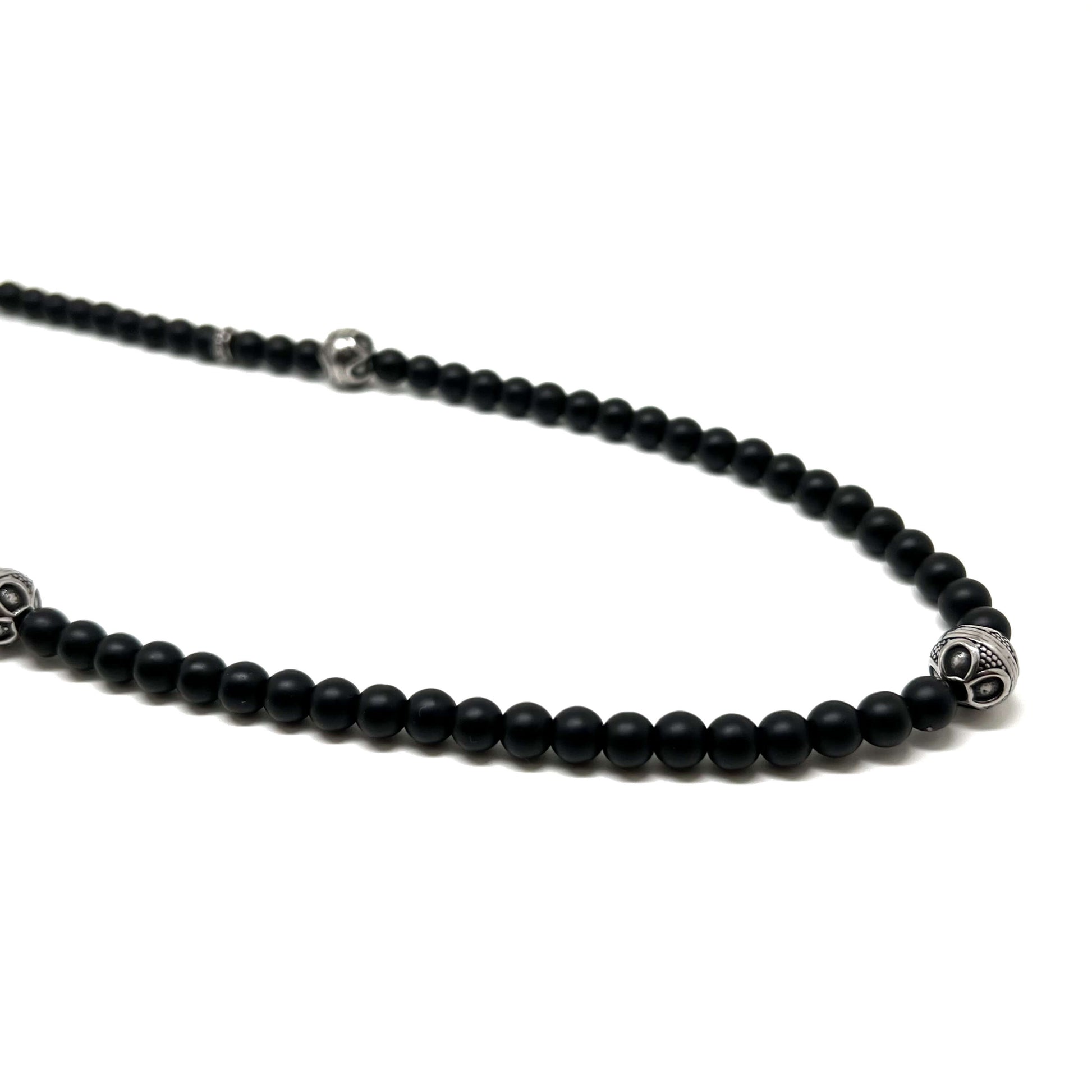 Black Cylinder Necklace – Silver