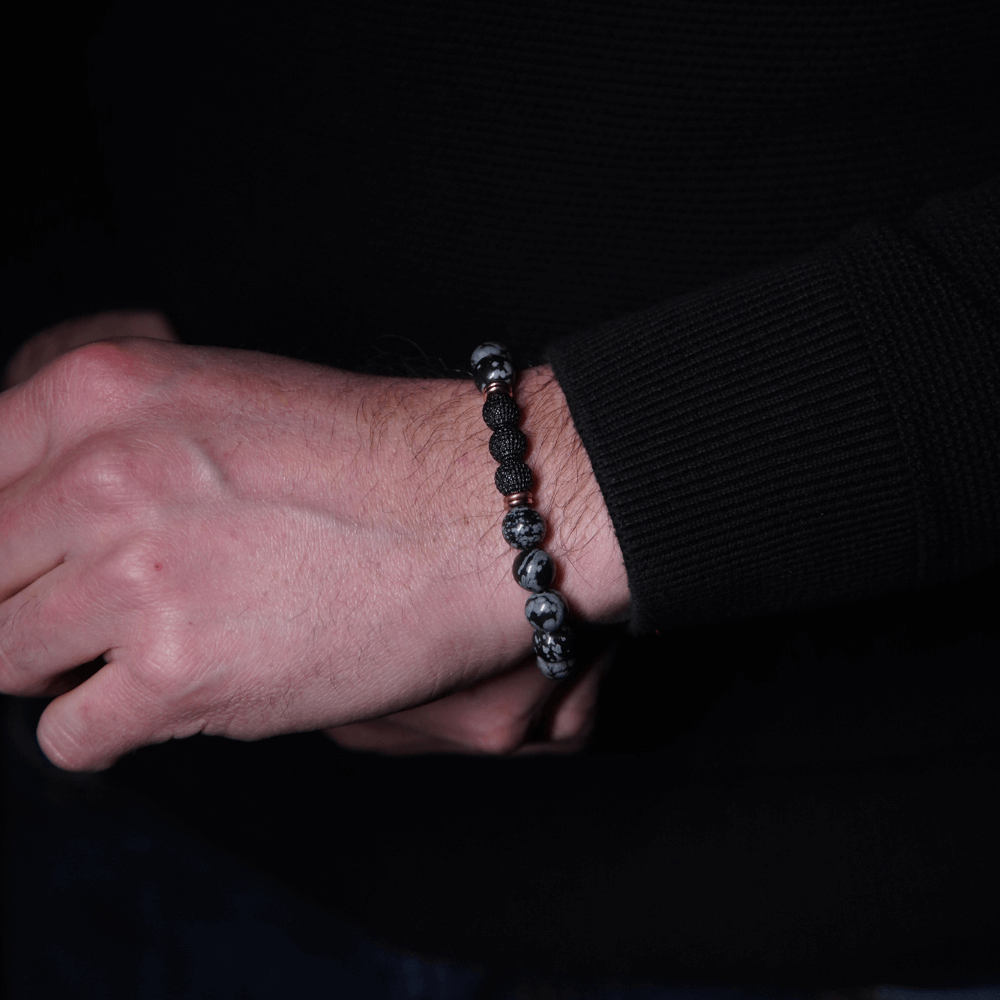 Snowflake Jasper Disco Ball Stack – Gold Secondary image